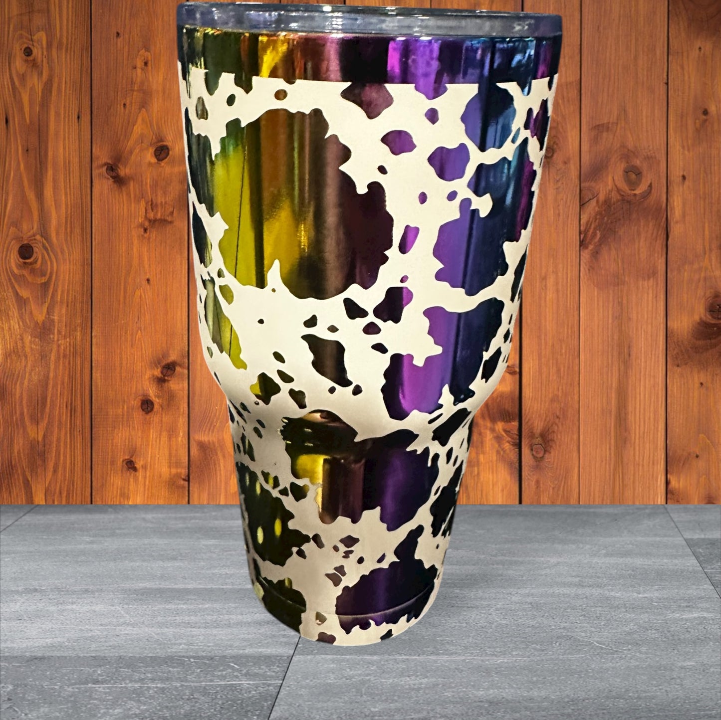Rainbow 30oz cow print tumbler