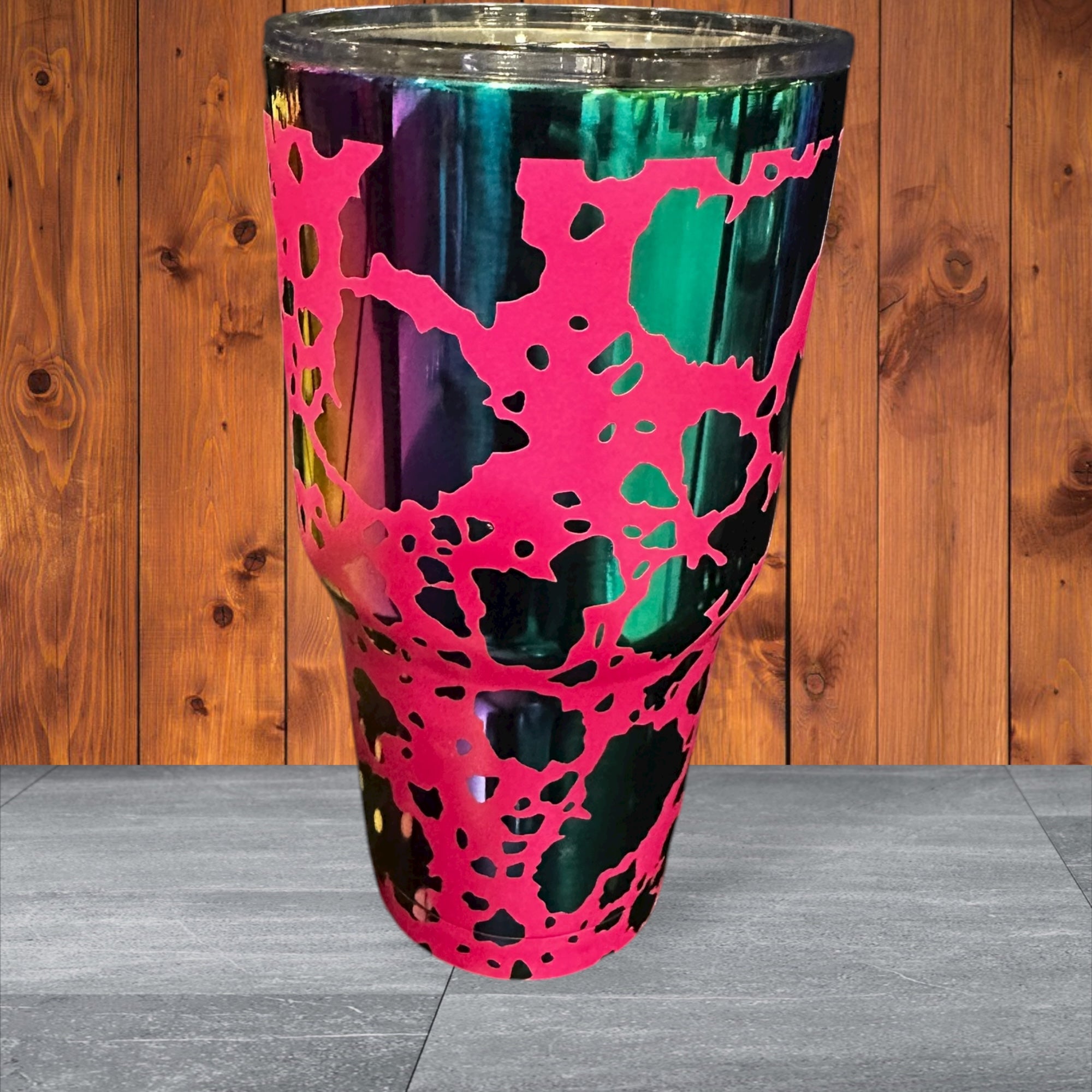 Rainbow 30oz cow print tumbler – R&R Ranch Designs