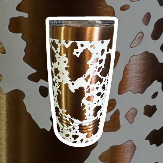 Cow print 20oz coffee tumbler with slider lid