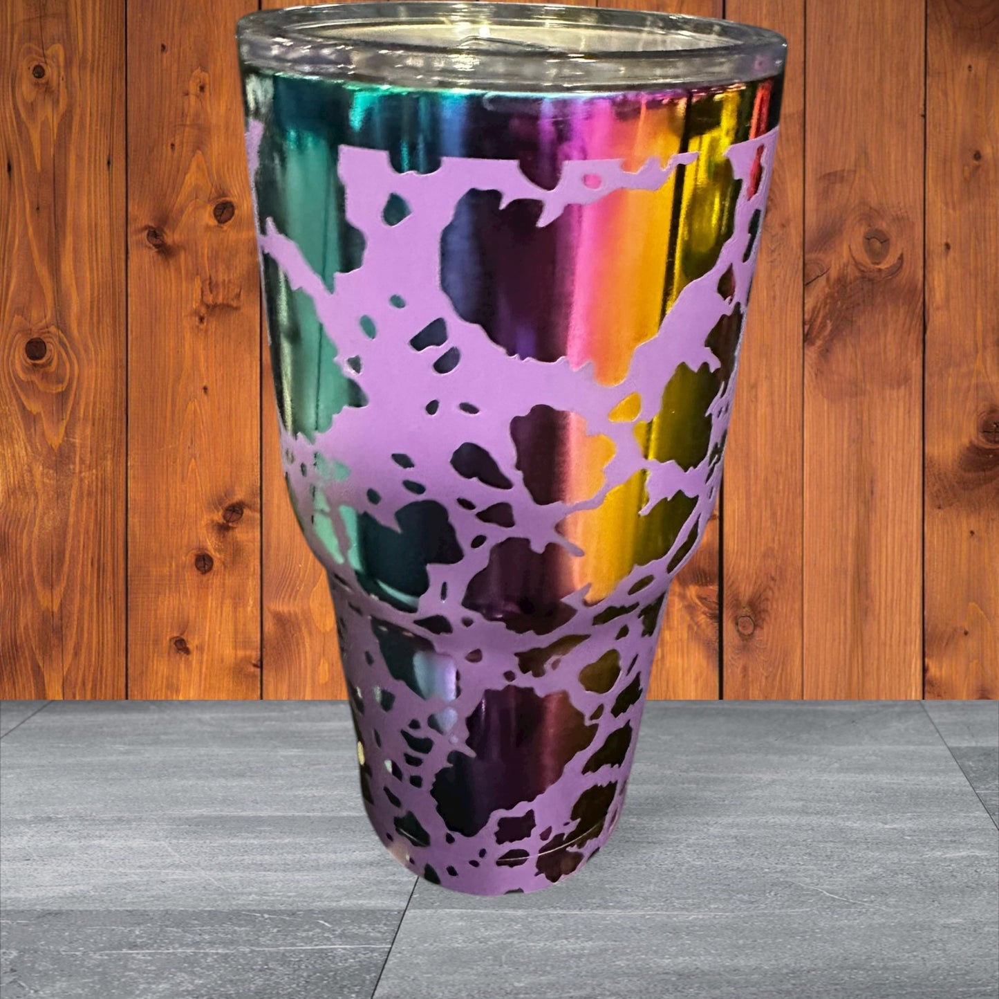 Rainbow 30oz cow print tumbler