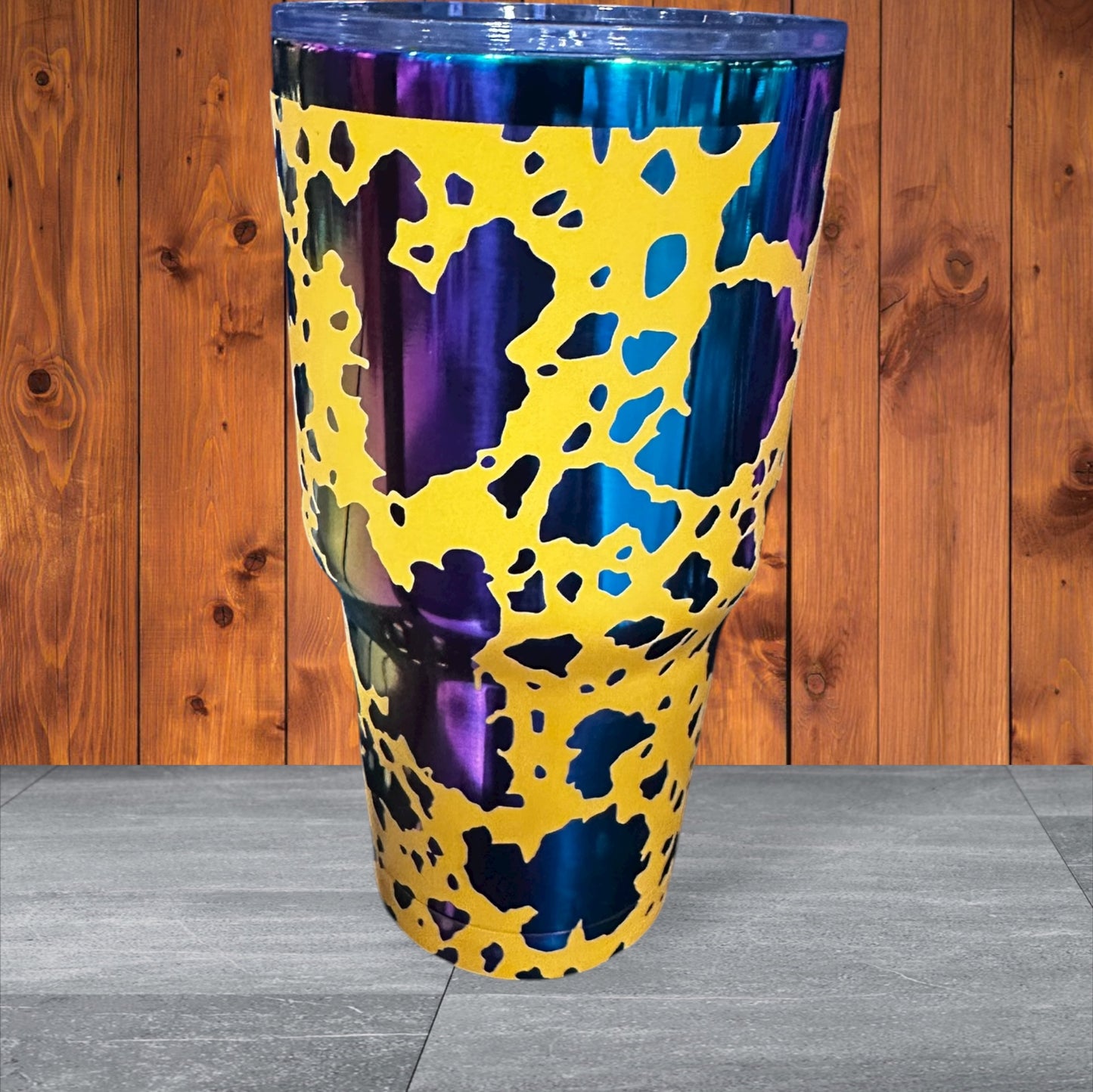 Rainbow 30oz cow print tumbler
